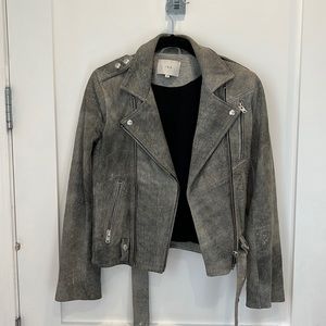 Iro Gray Distressed Leather Jacket 100% lamb leather